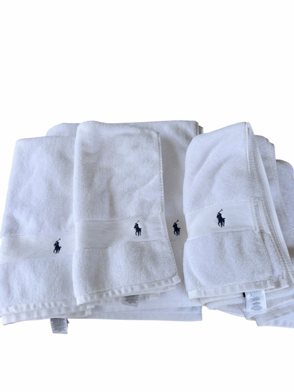 Polo Ralph Lauren 4-Piece Pony Bath Towel Set Bright White 100% Cotton Soft GUC - Picture 4 of 16